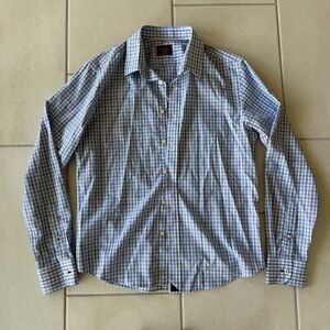 UNTUCKit Men's Blue and White Plaid Shirt